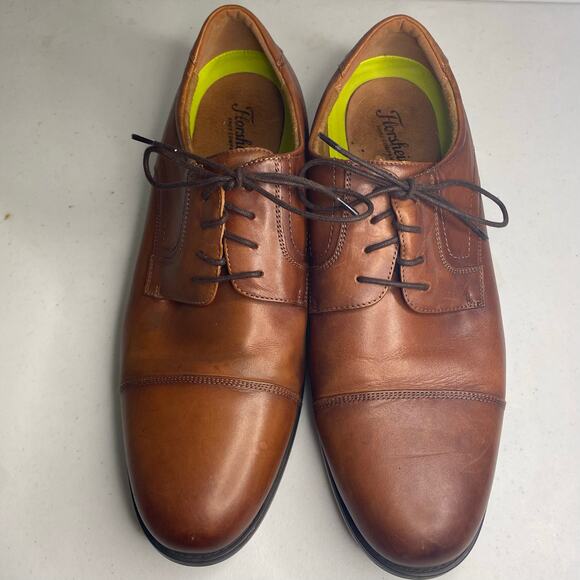 Florsheim Brown Oxford Mens Dress Shoes Leather Comfort Tie 14EEE Wide Office - Picture 2 of 16